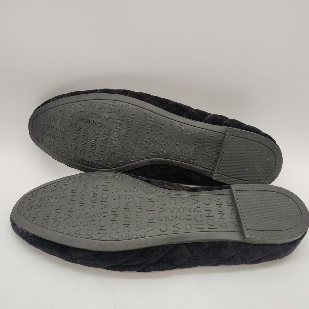 Vionic Sz 10 Eloise Black Red Quilted Velvet Slipper Slip-On Mules Flats Women - Picture 6 of 6